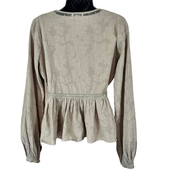 Anthropologie Anama Boho Khaki Banded Waist Blouse - Picture 9 of 9